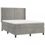 Box spring bed with light gray velvet mattress 140x200 cm by , Beds and slatted bases - Ref: Foro24-3132621, Price: 475,36 €,...