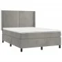 Box spring bed with light gray velvet mattress 140x200 cm by , Beds and slatted bases - Ref: Foro24-3132621, Price: 469,47 €,...