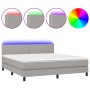 Boxspringbettmatratze und LED-Leuchten aus hellgrauem Stoff 180x200 cm von , Betten und Lattenroste - Ref: Foro24-3133093, Pr...