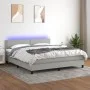 Cama box spring colchón y luces LED tela gris claro 160x200 cm de , Camas y somieres - Ref: Foro24-3133085, Precio: 467,41 €,...