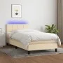 Box spring bed mattress and LED lights cream fabric 80x200 cm by , Beds and slatted bases - Ref: Foro24-3133114, Price: 319,6...