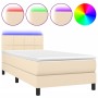 Boxspringbettmatratze und LED-Leuchten aus cremefarbenem Stoff 80x200 cm von , Betten und Lattenroste - Ref: Foro24-3133114, ...