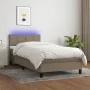 Box spring bed with mattress and LED lights taupe gray fabric 90x190 cm by , Beds and slatted bases - Ref: Foro24-3133121, Pr...
