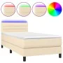 Box spring bed mattress and LED lights cream fabric 80x200 cm by , Beds and slatted bases - Ref: Foro24-3133194, Price: 299,3...