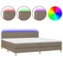 Box spring bed with LED mattress taupe gray fabric 200x200 cm by , Beds and slatted bases - Ref: Foro24-3133665, Price: 618,7...