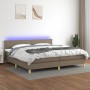Cama box spring con colchón LED tela gris taupe 200x200 cm de , Camas y somieres - Ref: Foro24-3133665, Precio: 620,62 €, Des...
