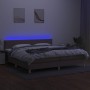 Cama box spring con colchón LED tela gris taupe 200x200 cm de , Camas y somieres - Ref: Foro24-3133665, Precio: 620,62 €, Des...