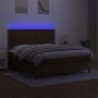 Box spring bed mattress LED lights dark brown fabric 160x200cm by , Beds and slatted bases - Ref: Foro24-3134808, Price: 535,...