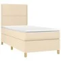 Box spring bed mattress and LED lights cream fabric 90x190 cm by , Beds and slatted bases - Ref: Foro24-3135322, Price: 335,7...