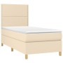 Cama box spring colchón y luces LED tela color crema 90x190 cm de , Camas y somieres - Ref: Foro24-3135322, Precio: 337,94 €,...