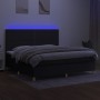 Box spring bed mattress and LED lights black fabric 200x200 cm by , Beds and slatted bases - Ref: Foro24-3135383, Price: 632,...