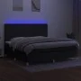 Box spring bed mattress and LED lights black fabric 200x200 cm by , Beds and slatted bases - Ref: Foro24-3135383, Price: 631,...