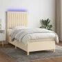 Box spring bed mattress and LED lights cream fabric 80x200 cm by , Beds and slatted bases - Ref: Foro24-3135554, Price: 329,7...