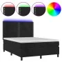Box spring bed with mattress and LED black velvet 140x200 cm by , Beds and slatted bases - Ref: Foro24-3136067, Price: 461,20...