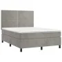 Box spring bed with mattress and LED light gray velvet 140x190 cm by , Beds and slatted bases - Ref: Foro24-3136059, Price: 5...
