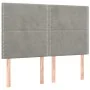 Box spring bed with mattress and LED light gray velvet 140x190 cm by , Beds and slatted bases - Ref: Foro24-3136059, Price: 5...