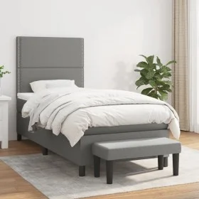Box spring bed with dark gray fabric mattress 90x190 cm by , Beds and slatted bases - Ref: Foro24-3136478, Price: 337,71 €, D...