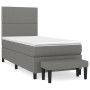 Box spring bed with dark gray fabric mattress 90x200 cm by , Beds and slatted bases - Ref: Foro24-3136486, Price: 373,26 €, D...