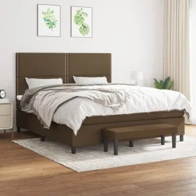 Box spring bed with dark brown fabric mattress 180x200 cm by , Beds and slatted bases - Ref: Foro24-3136536, Price: 614,34 €,...