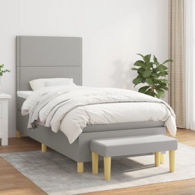 Boxspringbett mit hellgrauer Stoffmatratze 90x190 cm von , Betten und Lattenroste - Ref: Foro24-3137037, Preis: 323,51 €, Rab...