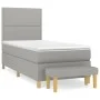 Box spring bed with light gray fabric mattress 90x190 cm by , Beds and slatted bases - Ref: Foro24-3137037, Price: 320,06 €, ...
