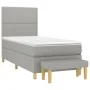 Box spring bed with light gray fabric mattress 90x190 cm by , Beds and slatted bases - Ref: Foro24-3137037, Price: 320,06 €, ...