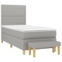 Cama box spring con colchón tela gris claro 90x190 cm de , Camas y somieres - Ref: Foro24-3137037, Precio: 334,49 €, Descuent...
