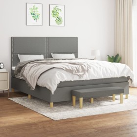 Box spring bed with dark gray fabric mattress 180x200 cm by , Beds and slatted bases - Ref: Foro24-3137094, Price: 628,79 €, ...