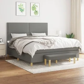 Box spring bed with dark gray fabric mattress 180x200 cm by , Beds and slatted bases - Ref: Foro24-3137094, Price: 607,15 €, ...