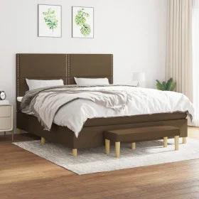Box spring bed with dark brown fabric mattress 180x200 cm by , Beds and slatted bases - Ref: Foro24-3137096, Price: 617,15 €,...