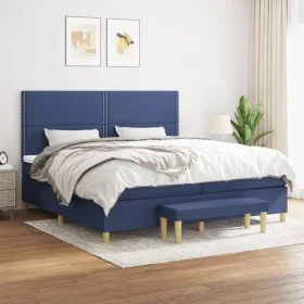 Box spring bed with blue fabric mattress 200x200 cm by , Beds and slatted bases - Ref: Foro24-3137107, Price: 704,64 €, Disco...