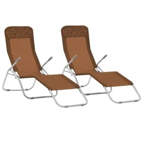 Folding sun loungers, 2 units, gray taupe textilene by vidaXL, Loungers - Ref: Foro24-44341, Price: 133,97 €, Discount: %