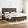 Box spring bed with dark brown fabric mattress 200x200 cm by , Beds and slatted bases - Ref: Foro24-3137344, Price: 745,24 €,...