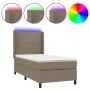 Box spring bed with mattress and LED lights taupe gray fabric 90x200 cm by , Beds and slatted bases - Ref: Foro24-3138209, Pr...