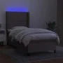 Box spring bed with mattress and LED lights taupe gray fabric 90x200 cm by , Beds and slatted bases - Ref: Foro24-3138209, Pr...