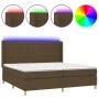 Box spring bed mattress LED lights dark brown fabric 200x200 cm by , Beds and slatted bases - Ref: Foro24-3138984, Price: 672...