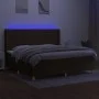 Box spring bed mattress LED lights dark brown fabric 200x200 cm by , Beds and slatted bases - Ref: Foro24-3138984, Price: 672...