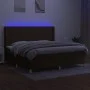 Box spring bed mattress LED lights dark brown fabric 200x200 cm by , Beds and slatted bases - Ref: Foro24-3139064, Price: 671...