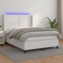 Boxspringbett mit Matratze und LED-weißem Kunstleder 140x190 cm von , Betten und Lattenroste - Ref: Foro24-3139320, Preis: 55...
