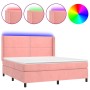 Box spring bed with mattress and LED pink velvet 160x200 cm by , Beds and slatted bases - Ref: Foro24-3139516, Price: 560,82 ...