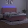 Box spring bed with mattress and LED pink velvet 160x200 cm by , Beds and slatted bases - Ref: Foro24-3139516, Price: 529,39 ...