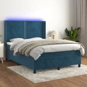 Boxspringbett mit Matratze und LED dunkelblauem Samt 140x200 cm von , Betten und Lattenroste - Ref: Foro24-3139509, Preis: 49...