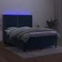 Box spring bed with mattress and LED dark blue velvet 140x200 cm by , Beds and slatted bases - Ref: Foro24-3139509, Price: 49...