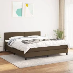Box spring bed with dark brown fabric mattress 180x200 cm by , Beds and slatted bases - Ref: Foro24-3139996, Price: 510,50 €,...