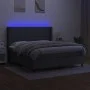 Box spring bed mattress and LED lights dark gray fabric 180x200 cm by , Beds and slatted bases - Ref: Foro24-3138254, Price: ...