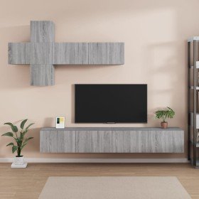 Set de muebles para TV 7 pzas madera contrachapada gris Sonoma Set de muebles para TV 7 pzas madera contrachapada gris Sonoma
