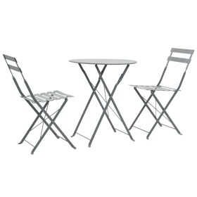 Garden bistro table and chairs set, 3 pieces, gray steel by vidaXL, Garden sets - Ref: Foro24-44355, Price: 144,53 €, Discoun...