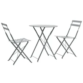 Garden bistro table and chairs set, 3 pieces, gray steel by vidaXL, Garden sets - Ref: Foro24-44355, Price: 132,19 €, Discoun...