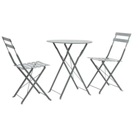 Garten Bistrotisch und Stühle 3 Stück grauer Stahl von vidaXL, Gartensets - Ref: Foro24-44355, Preis: 136,44 €, Rabatt: %