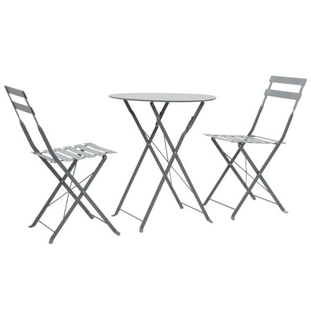 Garten Bistrotisch und Stühle 3 Stück grauer Stahl von vidaXL, Gartensets - Ref: Foro24-44355, Preis: 144,53 €, Rabatt: %